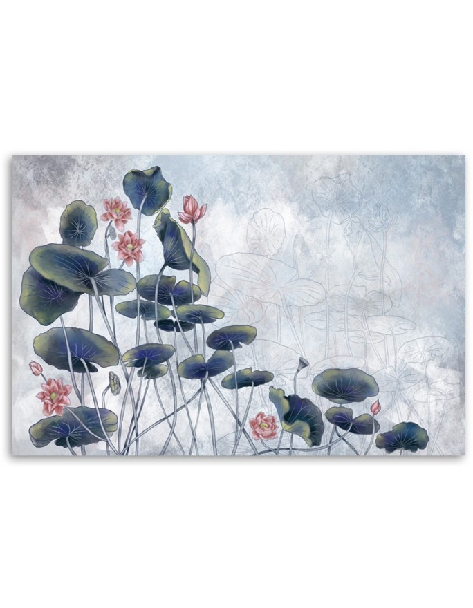 Red water lily - Bedroom canvas painting | FEEBY