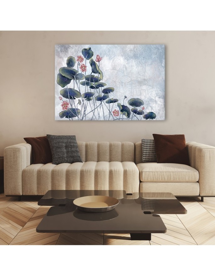 Red water lily - Bedroom canvas painting | FEEBY