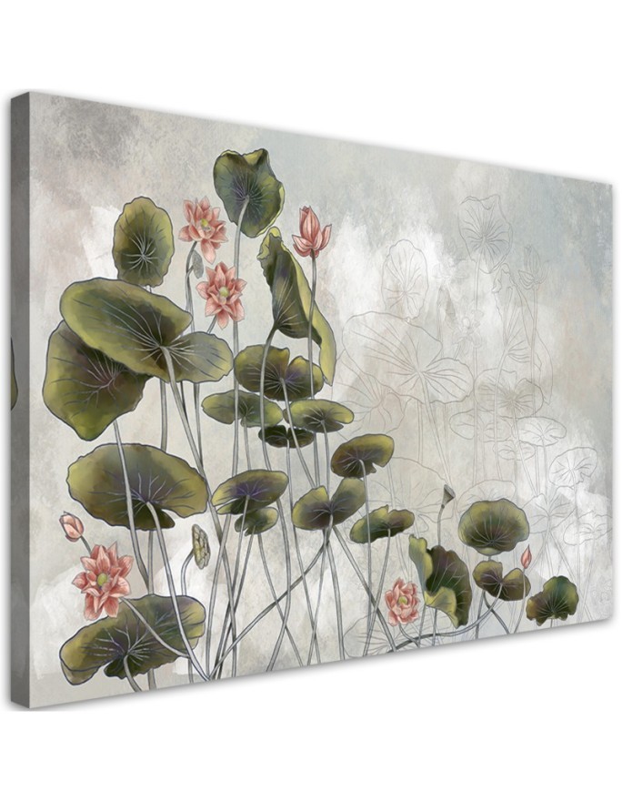 Red water lily - Living room canvas painting | FEEBY