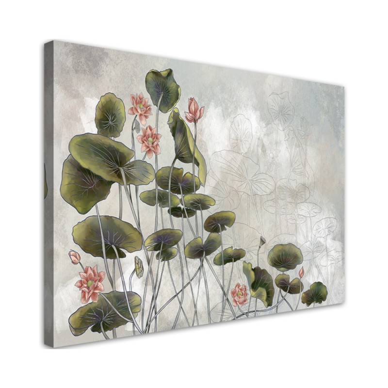 Red water lily - Living room canvas painting | FEEBY