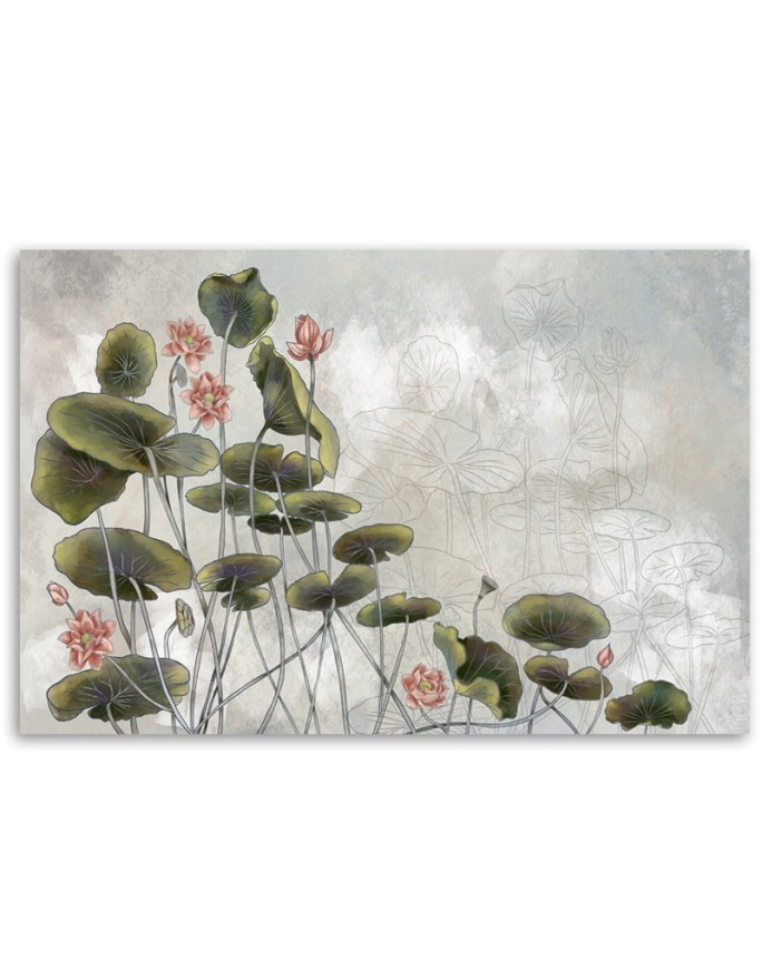Red water lily - Living room canvas painting | FEEBY