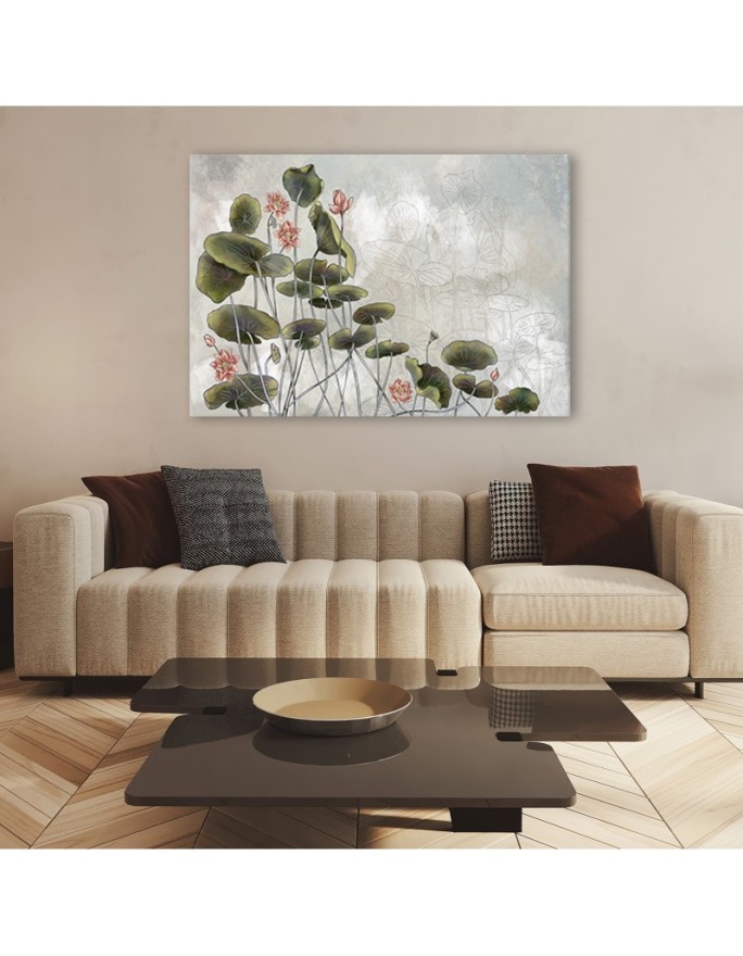 Red water lily - Living room canvas painting | FEEBY