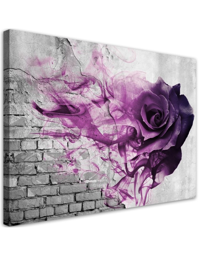 Canvas prints for bedroom - Purple rose against a brick wall | FEEBY