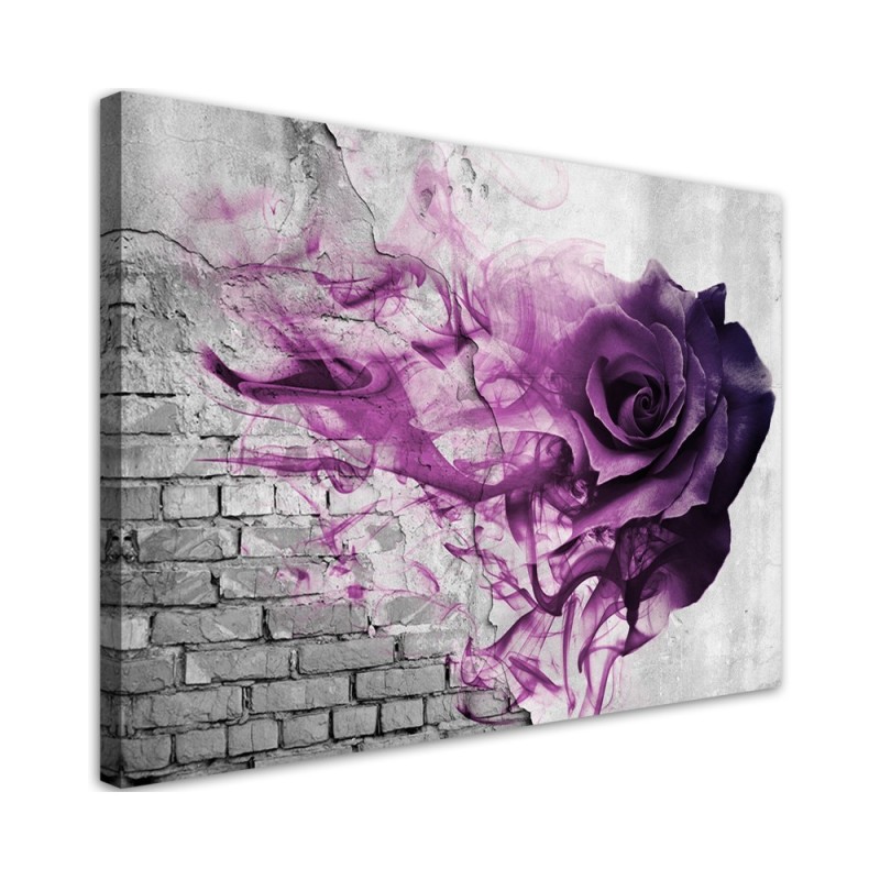 Canvas prints for bedroom - Purple rose against a brick wall | FEEBY