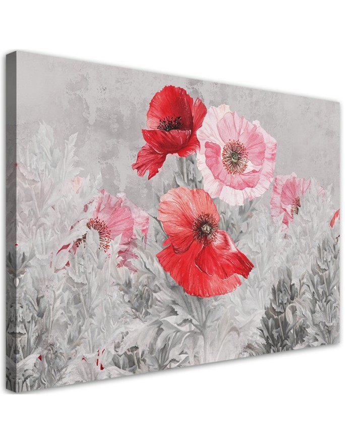 Wall art painting - Red poppies on a grey meadow. High quality  | FEEBY