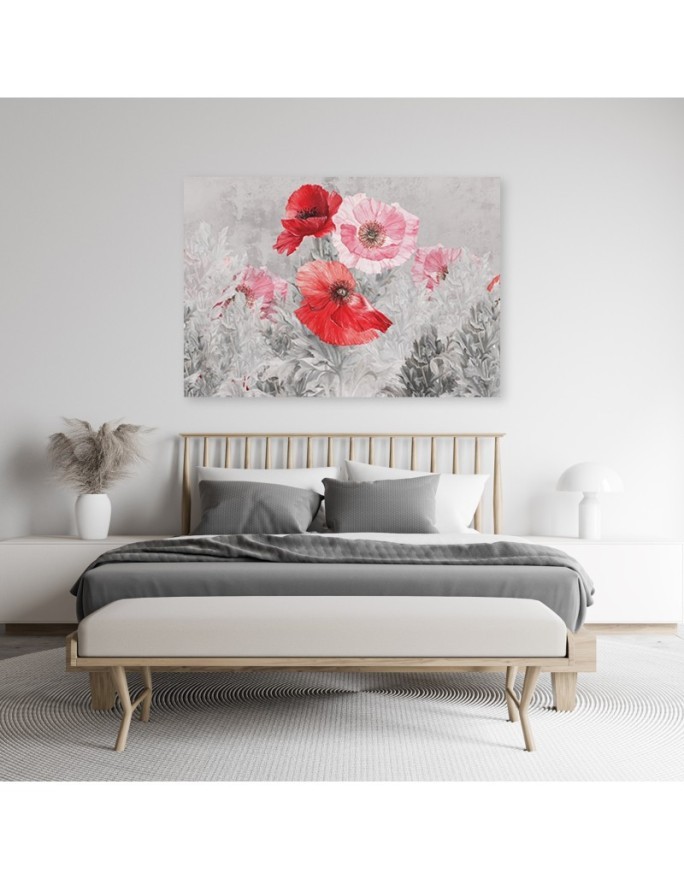 Wall art painting - Red poppies on a grey meadow. High quality  | FEEBY