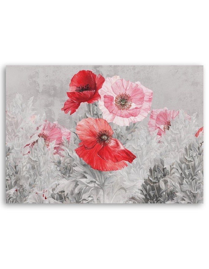 Wall art painting - Red poppies on a grey meadow. High quality  | FEEBY