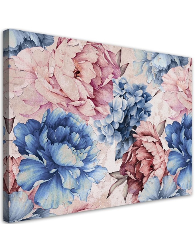 Pastel peony flowers - Living room canvas painting | FEEBY