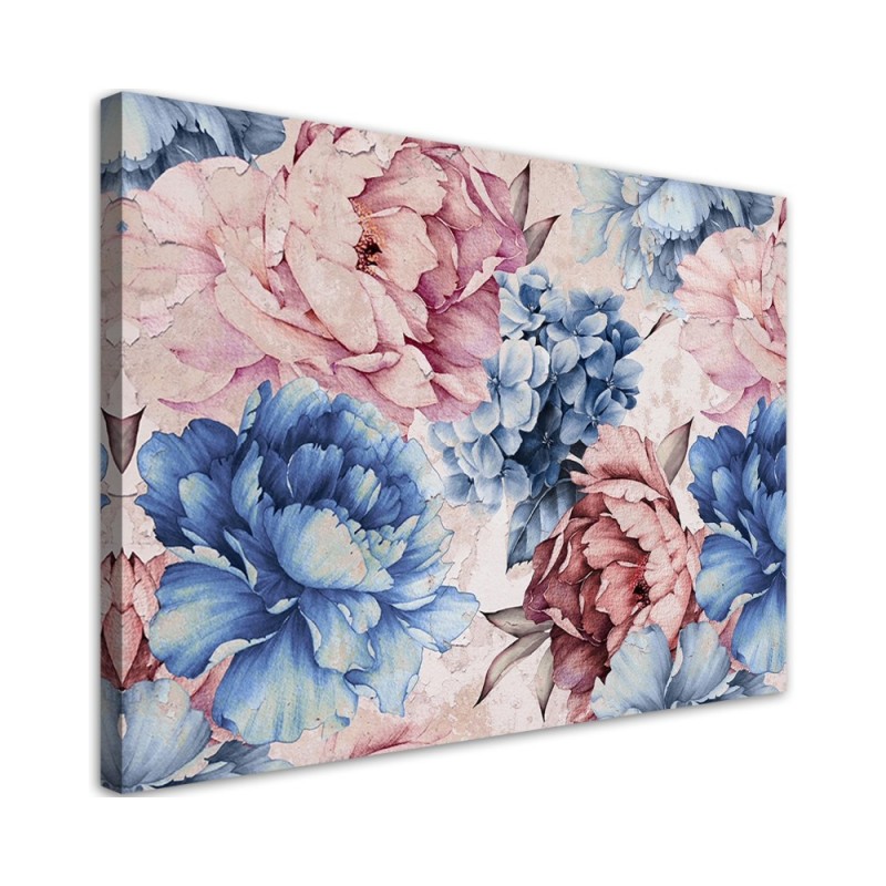Pastel peony flowers - Living room canvas painting | FEEBY