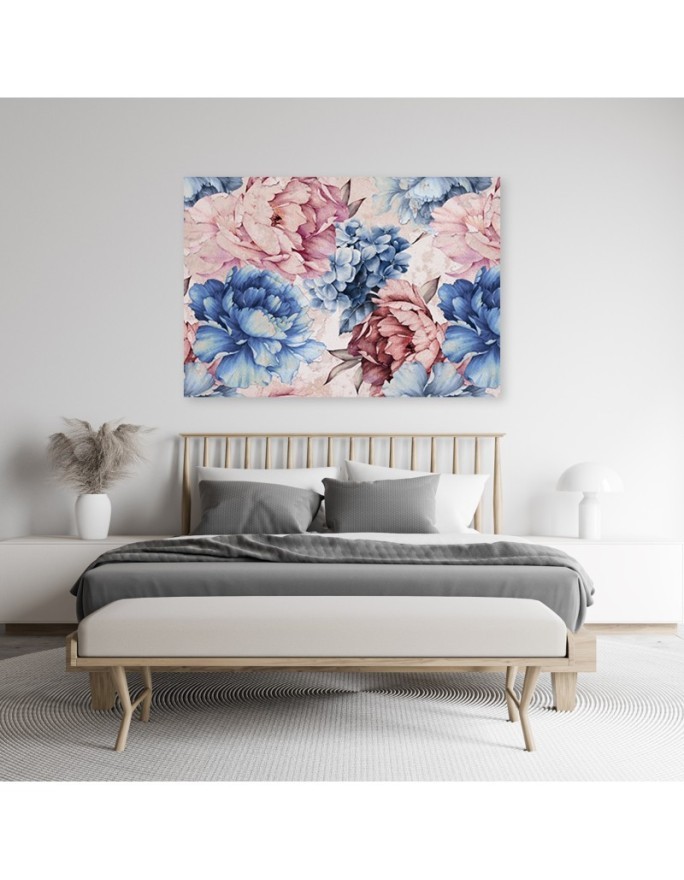 Pastel peony flowers - Living room canvas painting | FEEBY