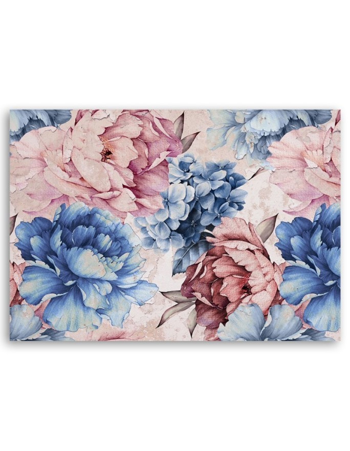 Pastel peony flowers - Living room canvas painting | FEEBY