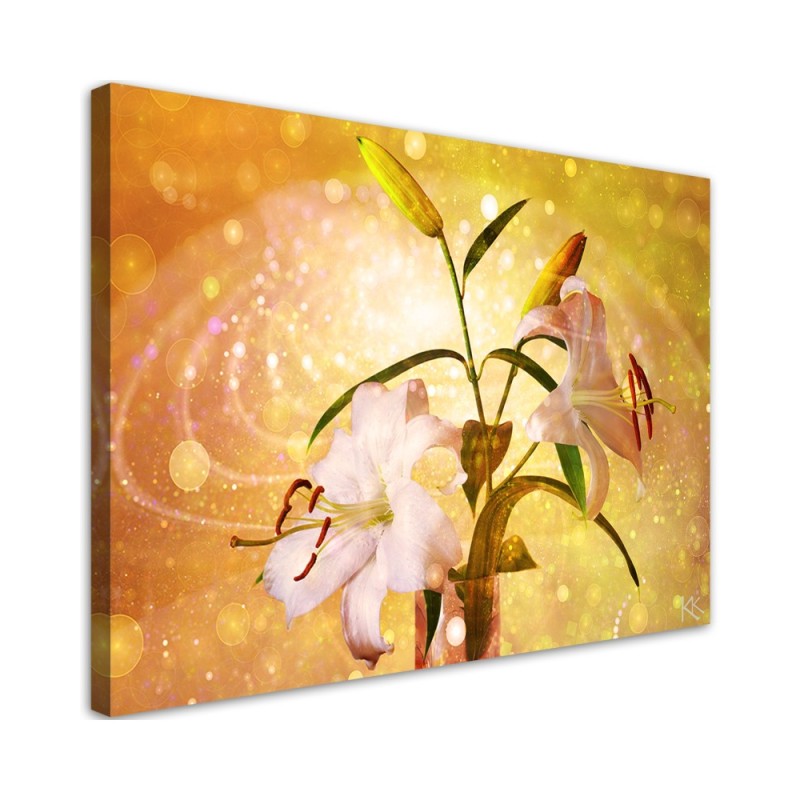 Lily on yellow background - Flower motif Canvas painting | FEEBY