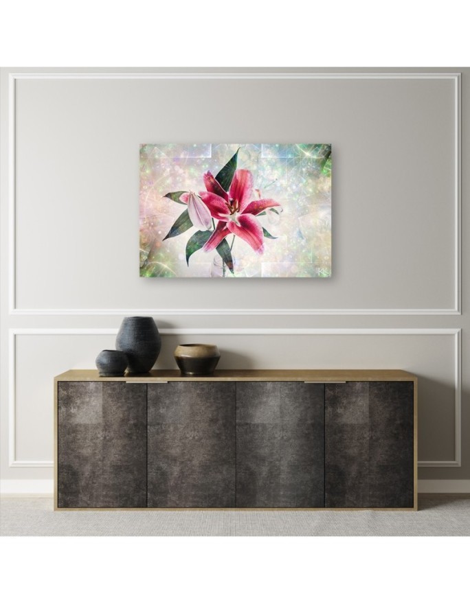 Pink lily - Printed canvas painting for living room | FEEBY