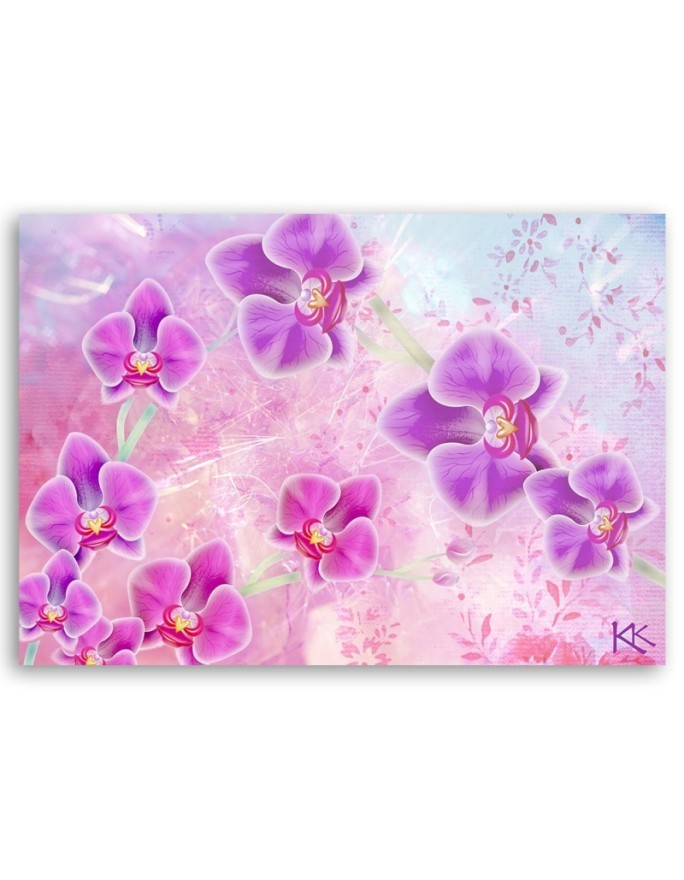 Orchid Flowers Abstraction - Modern painting for wall | FEEBY