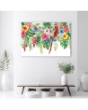 Modern canvas painting - Tropical parrot flower leaves | FEEBY