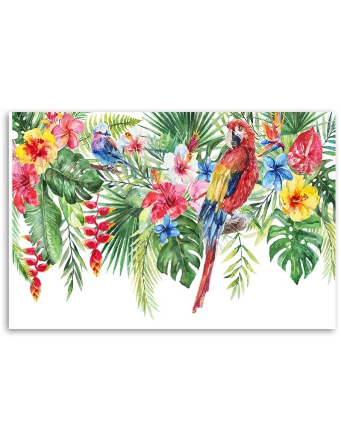 Modern canvas painting - Tropical parrot flower leaves | FEEBY