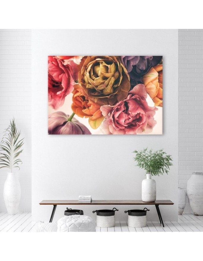 Canvas prints for bedroom - Peonies colourful flowers | FEEBY