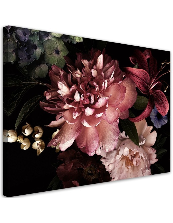 Canvas prints for bedroom - Bouquet of flowers on a dark background | FEEBY