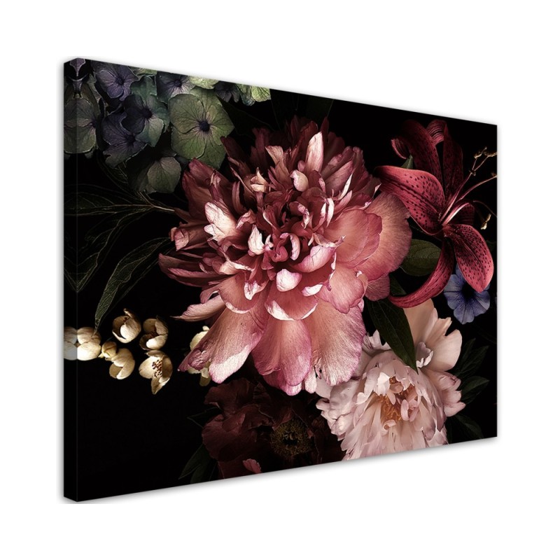 Canvas prints for bedroom - Bouquet of flowers on a dark background | FEEBY