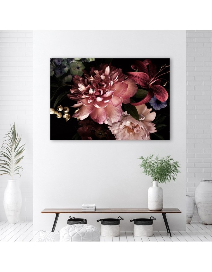 Canvas prints for bedroom - Bouquet of flowers on a dark background | FEEBY