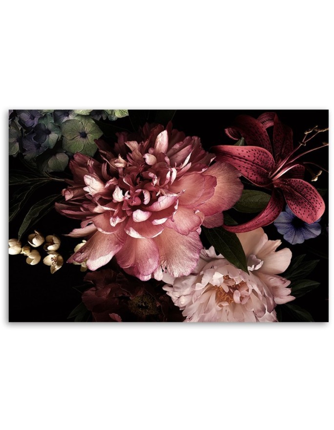 Canvas prints for bedroom - Bouquet of flowers on a dark background | FEEBY