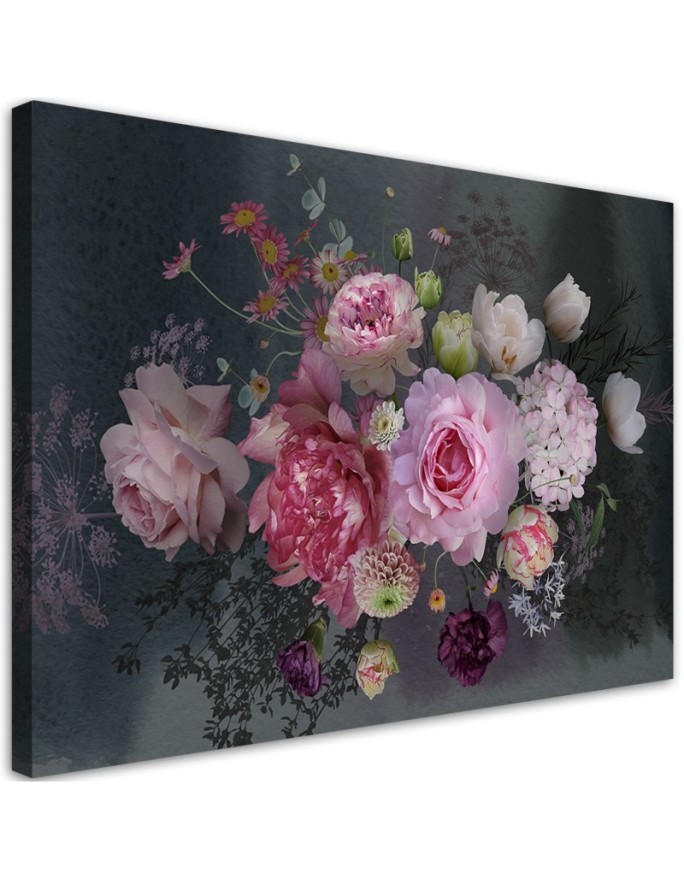 Canvas prints for living room wall - Vintage flower bouquet | FEEBY
