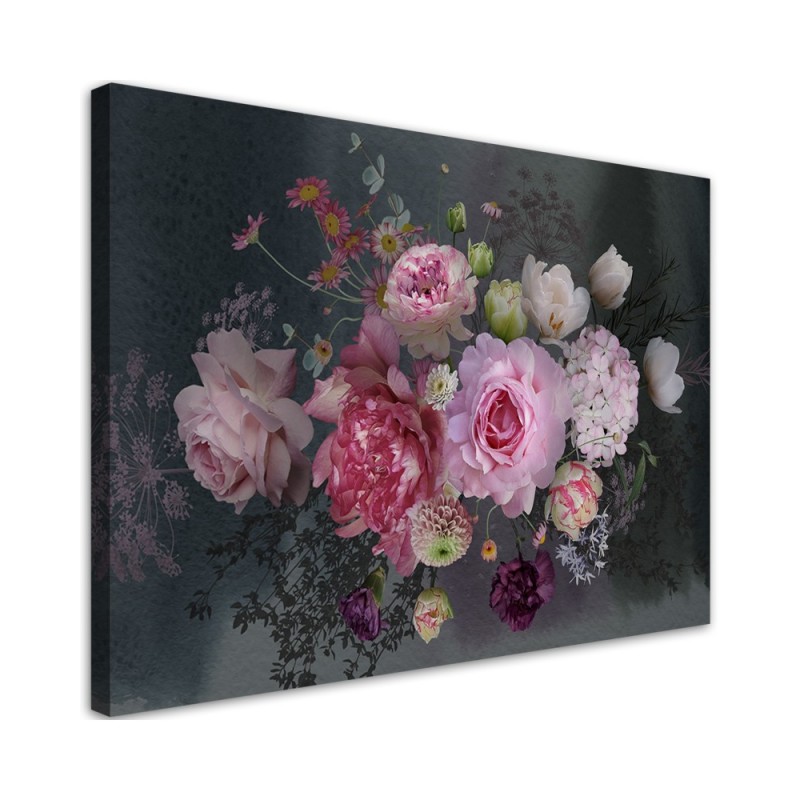 Canvas prints for living room wall - Vintage flower bouquet | FEEBY