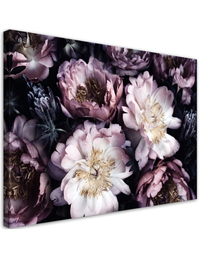 Canvas prints for living room wall - Peonies Vintage Bouquet of Flowers | FEEBY