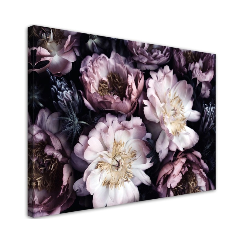 Canvas prints for living room wall - Peonies Vintage Bouquet of Flowers | FEEBY