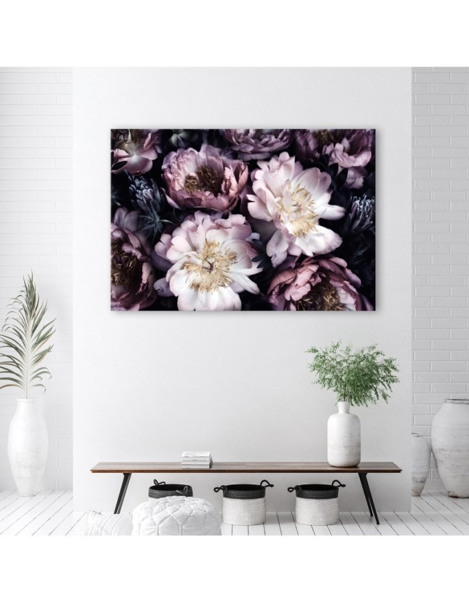 Canvas prints for living room wall - Peonies Vintage Bouquet of Flowers | FEEBY