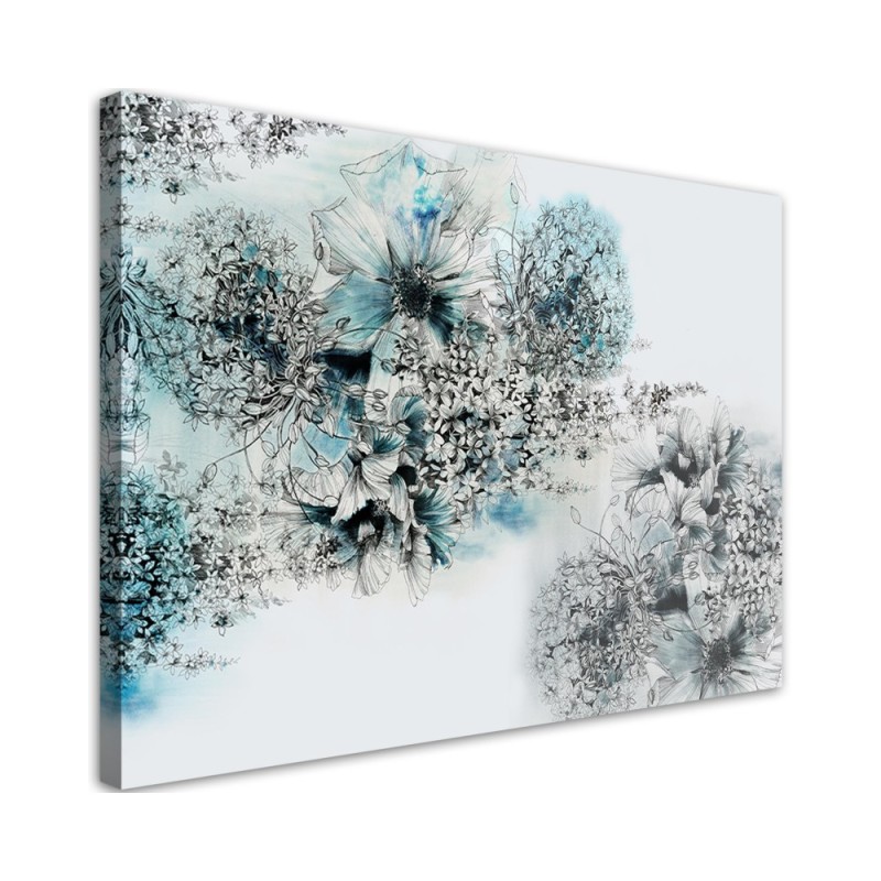 Pictures wall art for living room for wall - Blue flowers abstract | FEEBY