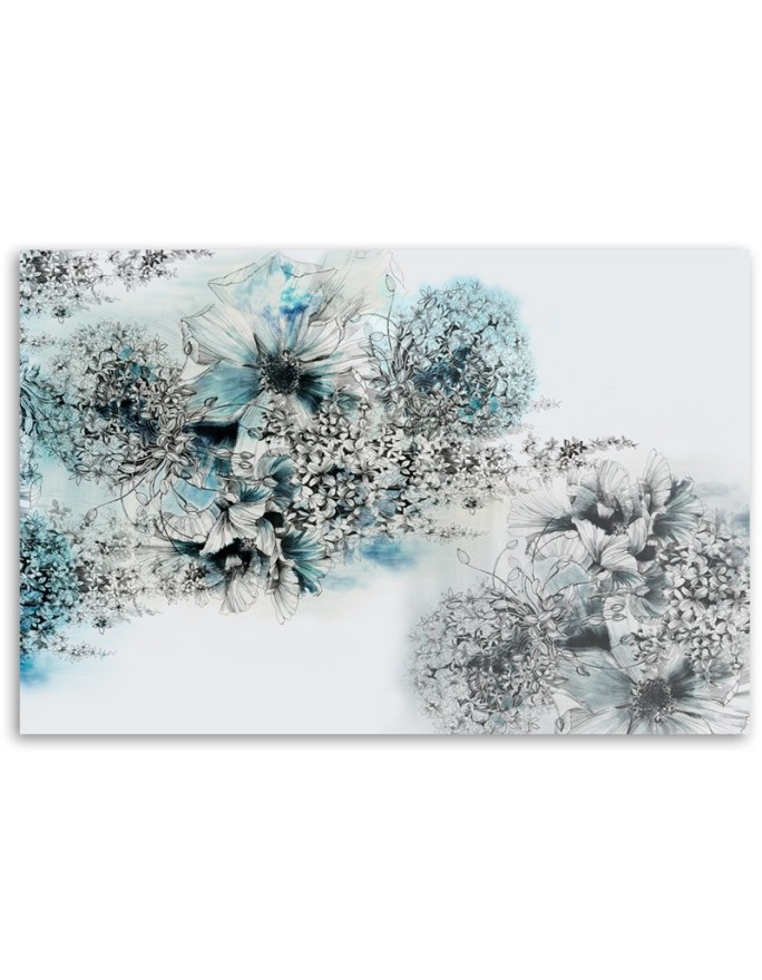 Pictures wall art for living room for wall - Blue flowers abstract | FEEBY