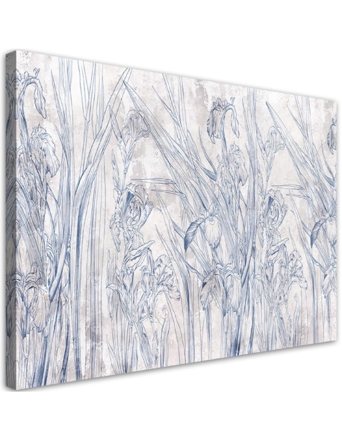 Decorative Canvas painting - Blue flower outlines | FEEBY