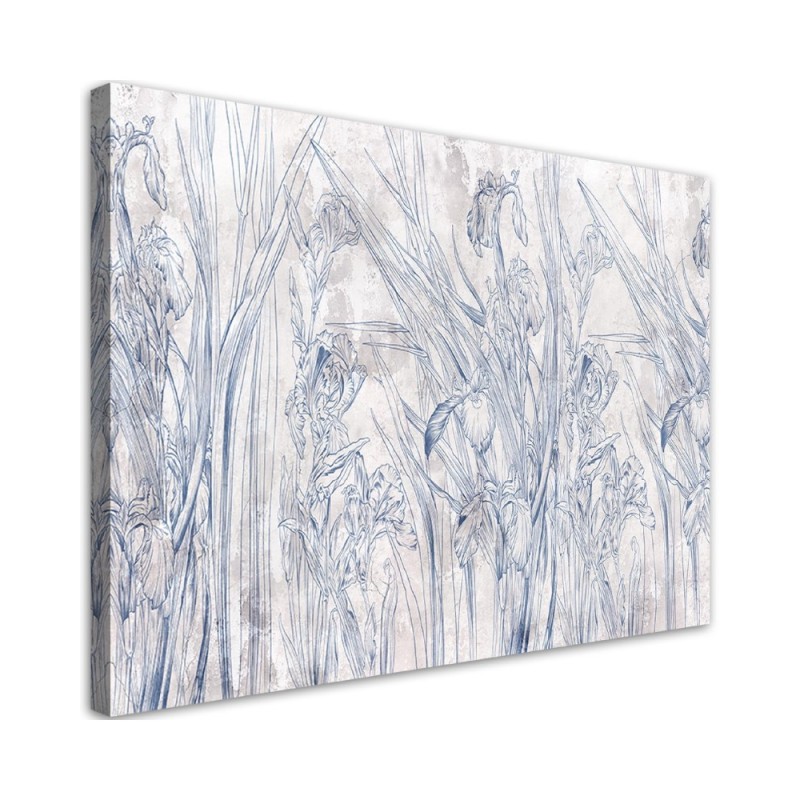 Decorative Canvas painting - Blue flower outlines | FEEBY