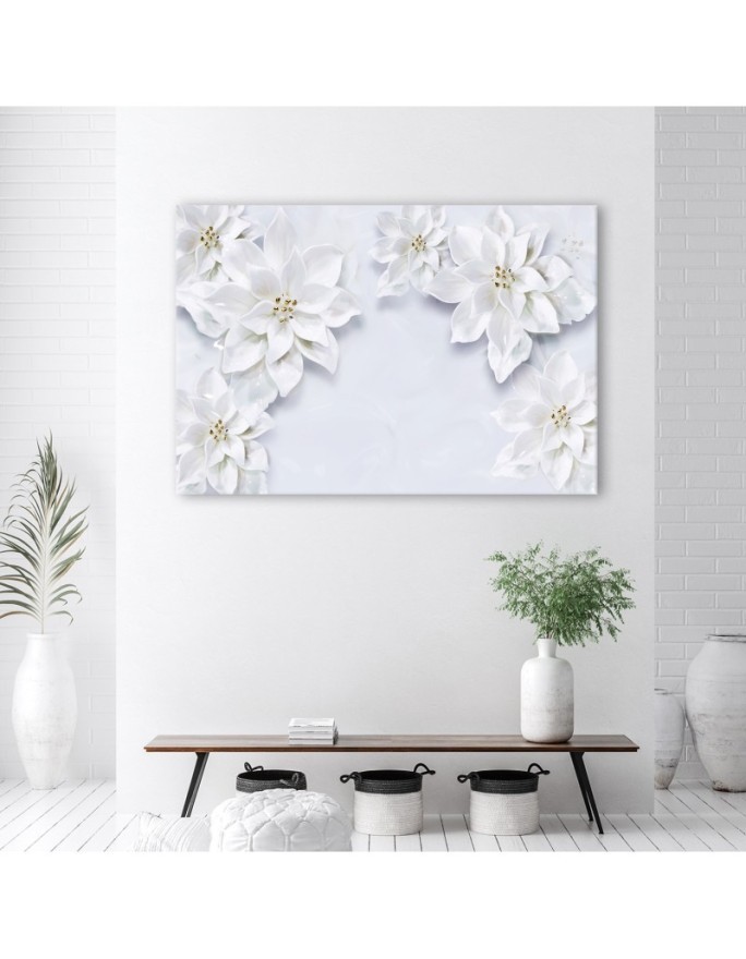 Decorative Canvas painting - Snow white Floral Plants | FEEBY