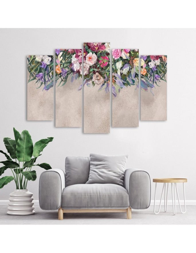 Falling flowers - Modern painting for living room | FEEBY