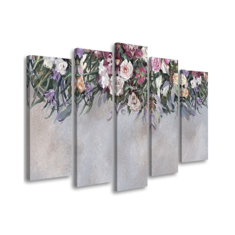 Drooping flowers - Pentaptic canvas painting | FEEBY