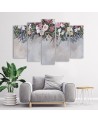 Drooping flowers - Pentaptic canvas painting | FEEBY