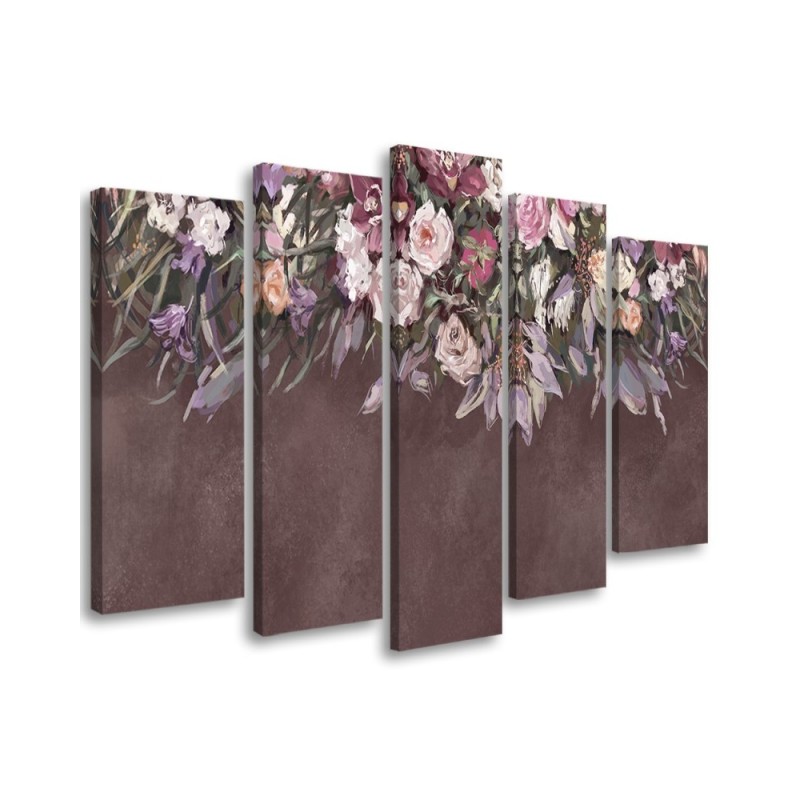 Overgrown flowers - Pentaptic canvas painting | FEEBY