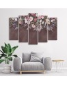 Overgrown flowers - Pentaptic canvas painting | FEEBY