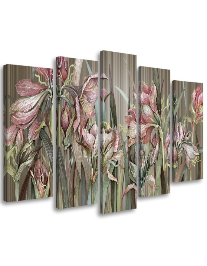 Irises flowers - 5-panel canvas painting | FEEBY