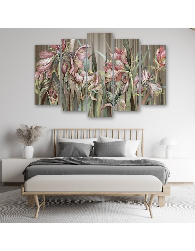 Irises flowers - 5-panel canvas painting | FEEBY
