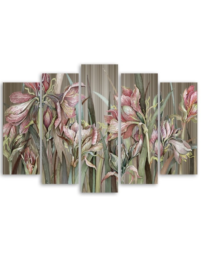 Irises flowers - 5-panel canvas painting | FEEBY