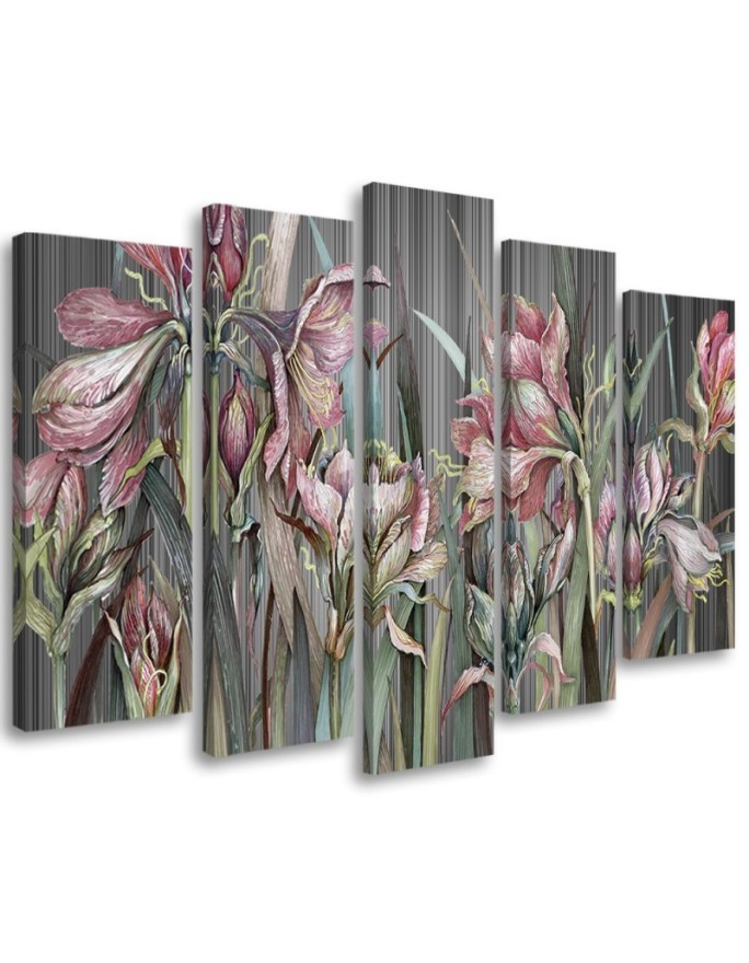 Flowers Irises - 5-part canvas painting | FEEBY