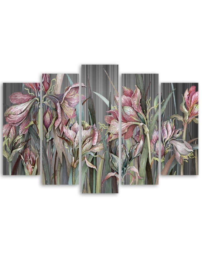 Flowers Irises - 5-part canvas painting | FEEBY