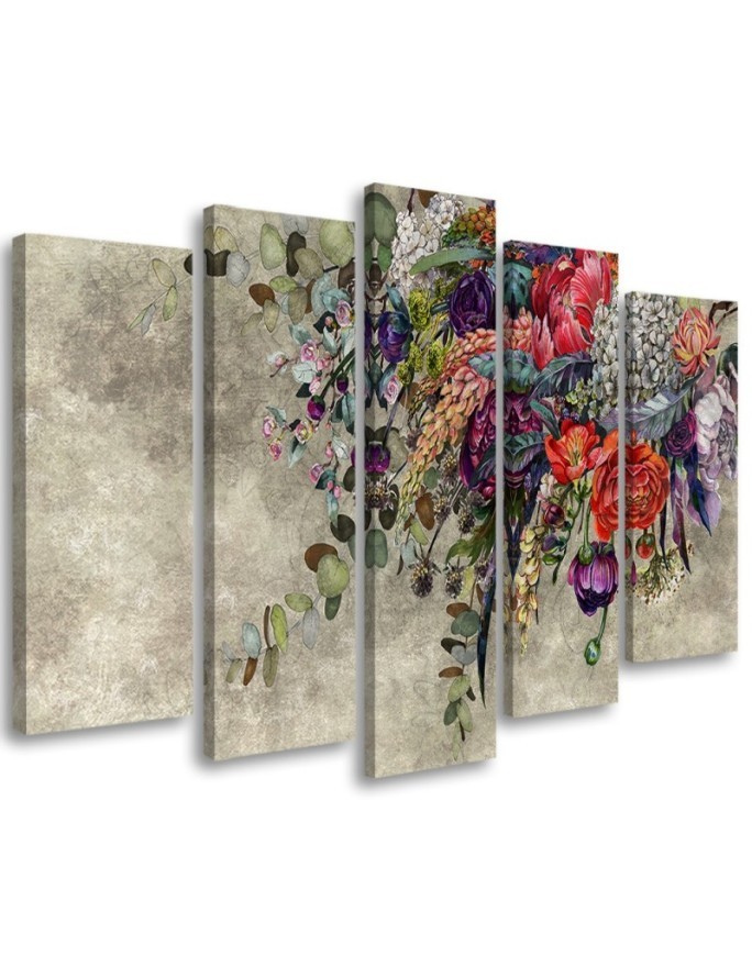 Bouquet of flowers - 5-part wall art painting for living room | FEEBY