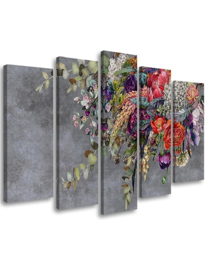 Bouquet of flowers - Modern 5-piece Canvas painting | FEEBY