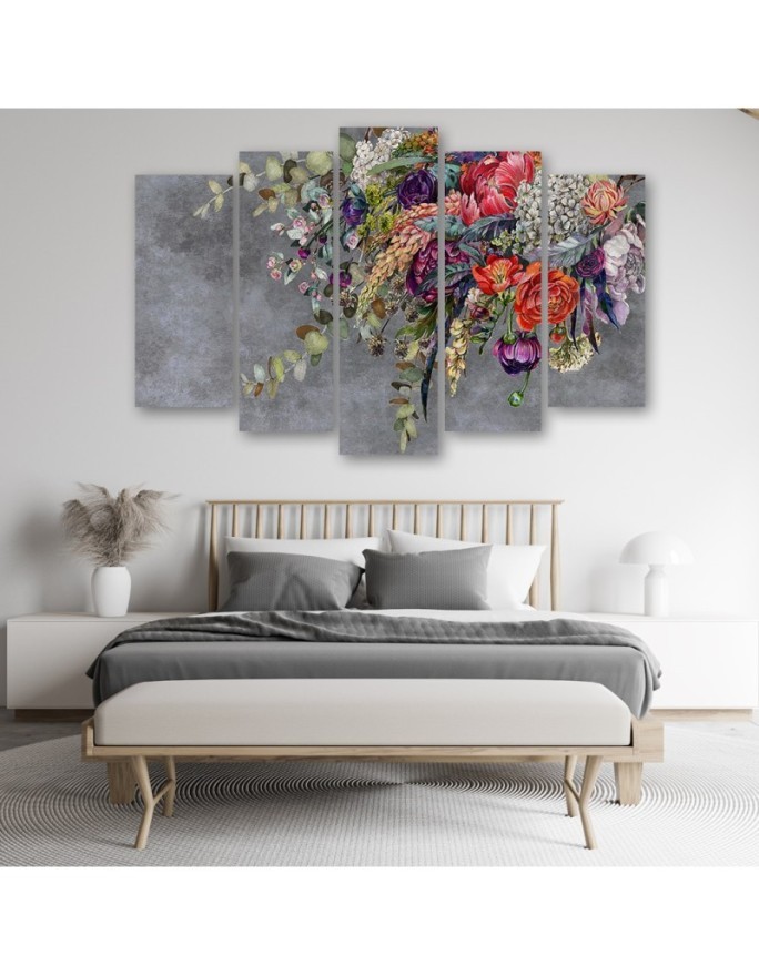 Bouquet of flowers - Modern 5-piece Canvas painting | FEEBY
