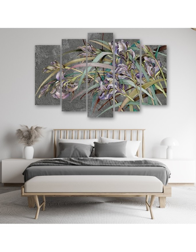 Modern wall painting - Irises flowers in the wind | FEEBY