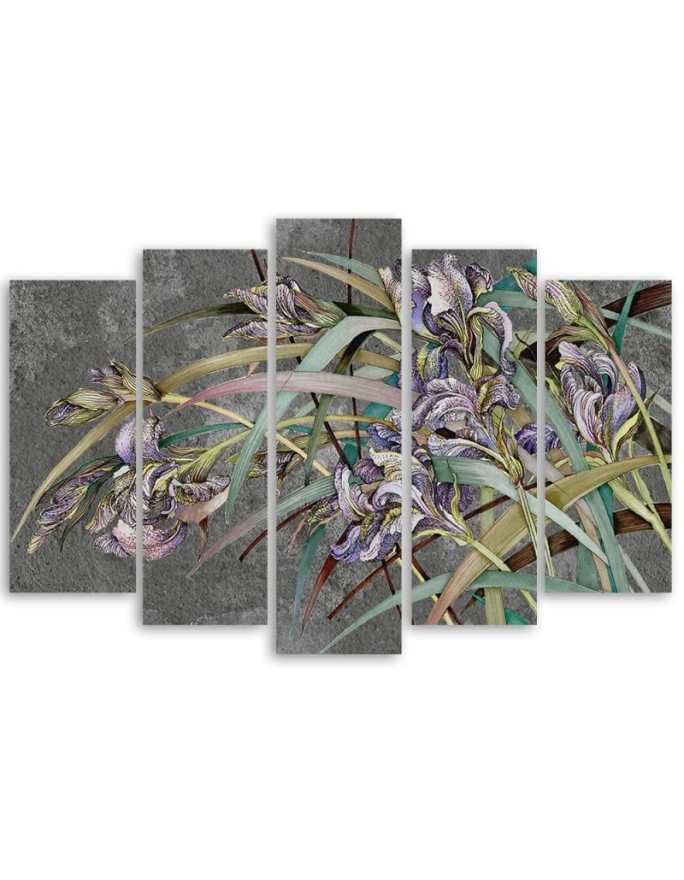 Modern wall painting - Irises flowers in the wind | FEEBY